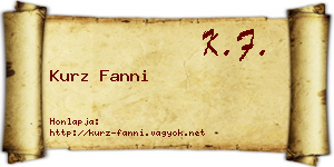 Kurz Fanni névjegykártya